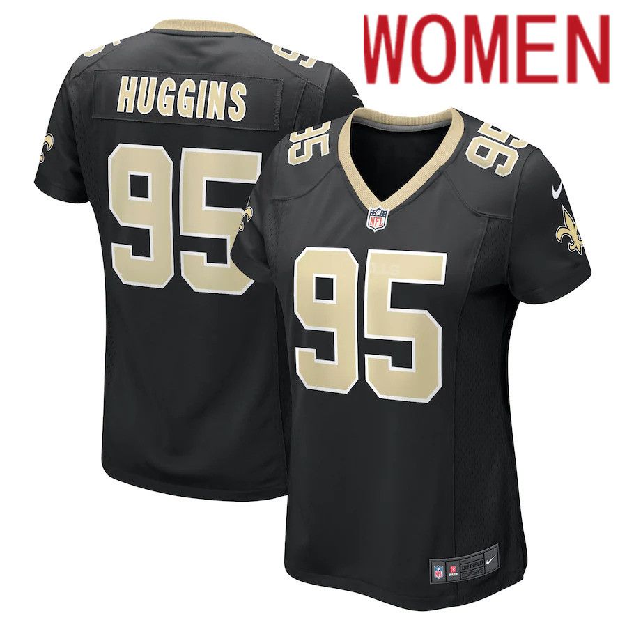 Women New Orleans Saints #95 Albert Huggins Nike Black Player Game NFL Jersey